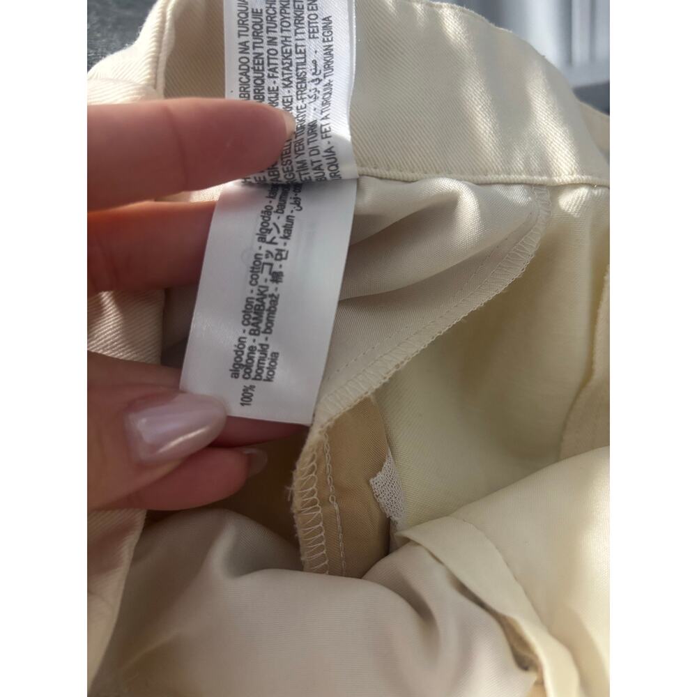Zara Cream Cotton Wide Leg Pants Size S - Picture 10 of 10